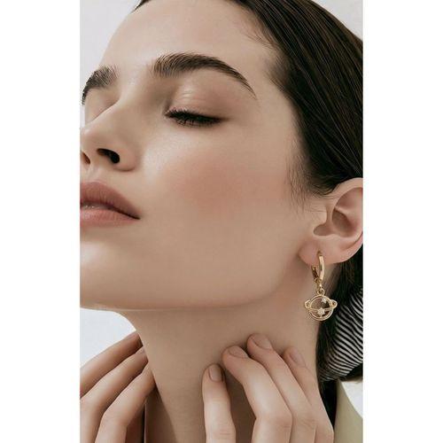 Monalisa Home Figürlü Gold Renk Zirkon Taşlı Küpe