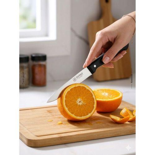 Sürmene Meyve Sebze Mutfak Bıçağı 20 cm Paslanmaz Çelik Keskin Pimli Siyah Bıçak Sürbisa 61004-P