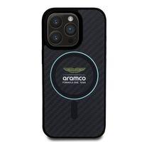 Apple iPhone 16 Pro Max Kılıf Aston Martin Orjinal Lisanslı M-safe Şarj Özellikli Renkli Halka ve Karbon Fiber Tasarımlı Kapak