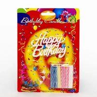 Rengarenk Mumlu Beyaz Happy Birthday Yazılı Doğum Günü Mumu 12 Adet