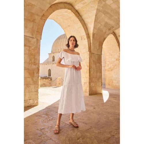 Pamuklu Kayık Yakalı Elbise