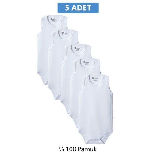 Beyaz Askılı Body Zıbın 2-7 YAŞ Çocuklar İçin (5 ADET) Alttan Çıtçıtlı Özel Gereksinimli