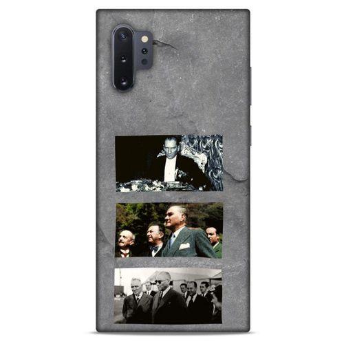 Samsung Galaxy Note 10 Plus Kılıf Atatürk (12) Koruyucu Silikon Gri