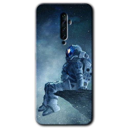 Oppo Reno 2z Kılıf HD Desen Baskılı Arka Kapak + Temperli Cam - Astronot Yalnızlığı