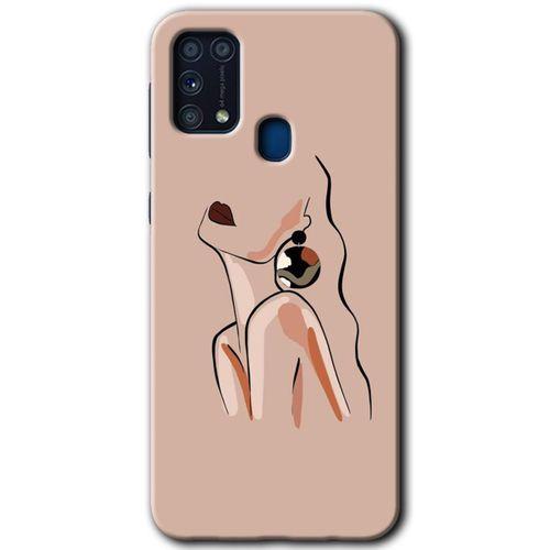 Potkal Hediye Fabrikası Samsung Galaxy M31 HD Baskılı Kılıf + 9D Tam Ekran Koruyucu - Çizim Silüet