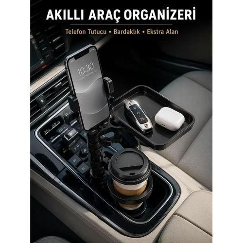 Araç Konsolu İçin Telefon Tutuculu Bardaklık Düzenleyici
