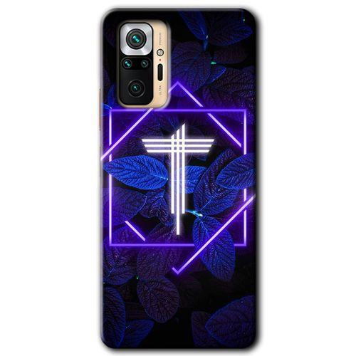 Redmi Note 10 Pro Kılıf HD Desen Baskılı Arka Kapak - Dark Neon Yaprak T Harfi