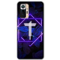 Redmi Note 10 Pro Kılıf HD Desen Baskılı Arka Kapak - Dark Neon Yaprak T Harfi