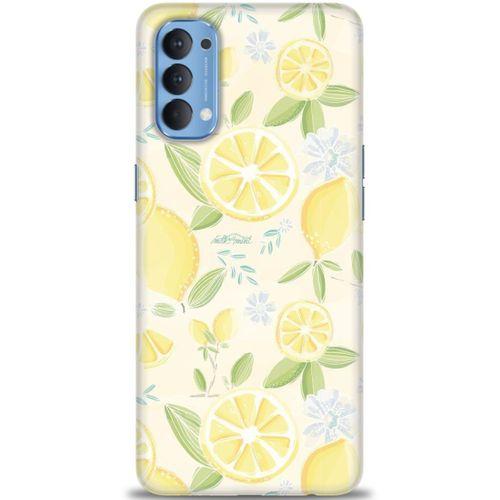 Oppo Reno 4 Kılıf HD Baskılı Kılıf - Limon + Tam Ekran Koruyucu