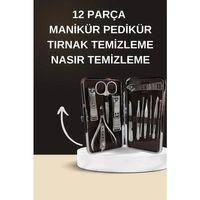 Elektrikli Manikür Pedikür Seti İkili Set 12 Parça Tırnak Bakımı Törpü Protez Çıkarma