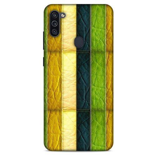 Samsung Galaxy M11 Kılıf Patchwork (37) Silicone Cover Sarı Lacivert