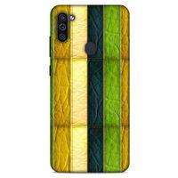 Samsung Galaxy M11 Kılıf Patchwork (37) Silicone Cover Sarı Lacivert