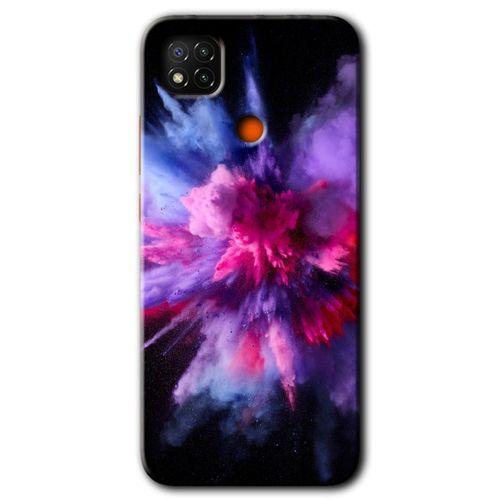 Xiaomi Redmi 9c Kılıf Kapak - Color Splash Purple +Hayalet Ekran Yandan Gözükmez