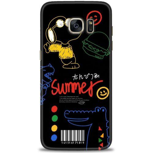 Samsung Galaxy S7 Edge Kılıf HD Baskılı Kılıf - Summer + Tam Ekran Koruyucu