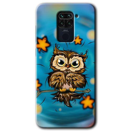 Xiaomi Redmi Note 9 Kılıf Baskılı Arka Kapak - Owl Bird Stars +Tam Ekran Koruyucu