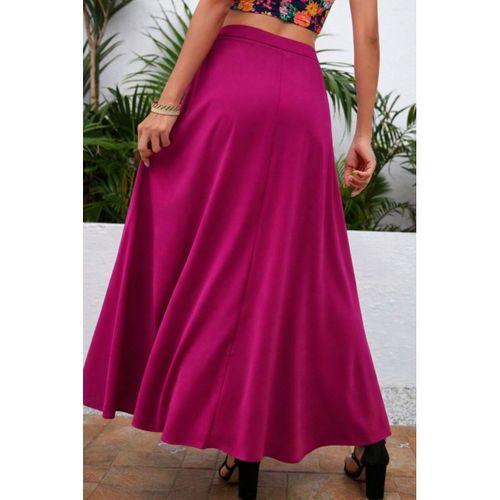 Kadın Yüksek Bel Yandan Yırtmaçlı Uzun Sandy Etek