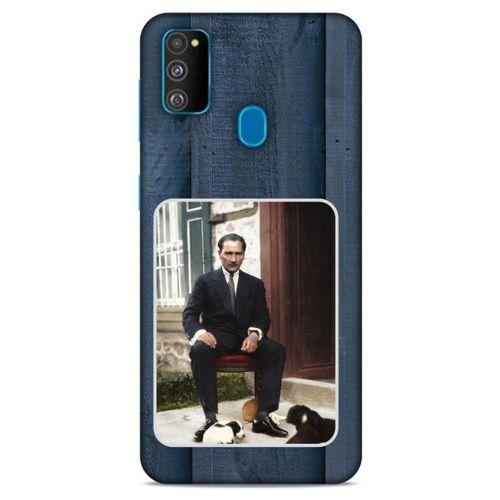 Samsung Galaxy M30s Kılıf Atatürk (37) Silicone Cover Laci Ahşap