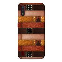 Samsung Galaxy A01 Kılıf Patchwork (33) Hybrid Kılıf Kahve Toz Pembe