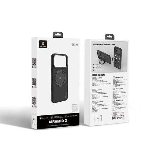 Apple iPhone 17 Pro Max Kılıf M-safe Şarj Özellikli Metal Standlı Lenyes CK225 Kevlar Kapak