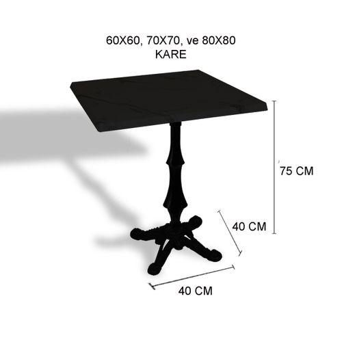 Dockers Çipa 1012 Döküm Ayak Kare Masa 80X80 cm - (Werzalit, Wermodin ve Allzalit Tabla) - Light Temperado