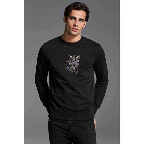 Zebra Animal Baskılı Siyah Erkek Sweatshirt