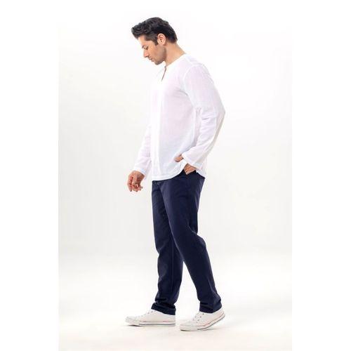 Büyük Beden Uzun Kol Şile Bezi Bisiklet Yaka Yazlık Tshirt Beyaz 3001