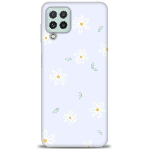 Samsung Galaxy M22 Kılıf HD Baskılı Kılıf - Beyaz Papatyalar + Tam Ekran Koruyucu