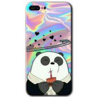iPhone 8 Plus Kılıf HD Desen Baskılı Arka Kapak - Milkshake Panda