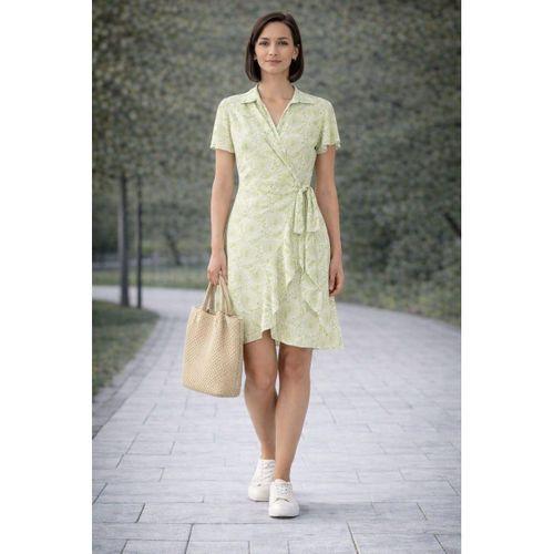 ALEXANDERGARDI Yaka Detaylı Kuşaklı Volanlı Elbise