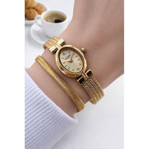 Tom Jones Vintage Küçük Kasa 2 Yıl Garantili 3 Atm Suya Dayanıklı Kadın Kol Saati+Bileklik BJ.2494.3