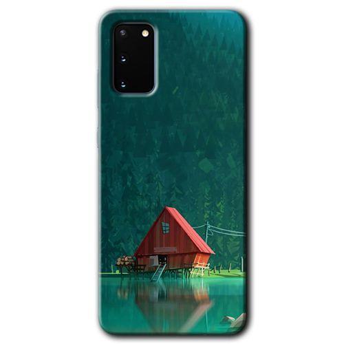 Samsung Galaxy S20 Kılıf HD Desen Baskılı Arka Kapak + Temperli Cam - House In Woods