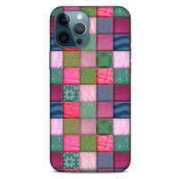 Apple iPhone 12 Pro Max Kılıf Patchwork (35) Fit Design Kılıf Toz Pembe Lacivert