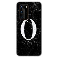 Potkal Hediye Fabrikası Huawei P40 Pro HD Baskılı Kılıf + 9D Tam Ekran Koruyucu - Siyah Mermer Desenli O Harfi