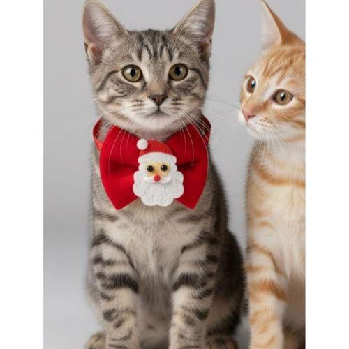 Rudolph Kedi Papyon Tasması | Kırmızı Fiyonk Boyun Aksesuarı | Noel Temalı Kedi Süsü