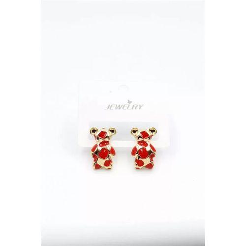 Mineli Ayıcık Küpe - Kırmızı