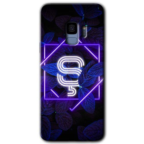 Potkal Hediye Fabrikası Samsung Galaxy S9 HD Baskılı Kılıf + 9D Tam Ekran Koruyucu - Dark Neon Yaprak Ş Harfi