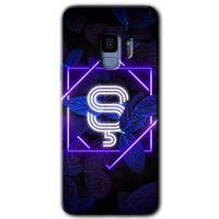 Potkal Hediye Fabrikası Samsung Galaxy S9 HD Baskılı Kılıf + 9D Tam Ekran Koruyucu - Dark Neon Yaprak Ş Harfi