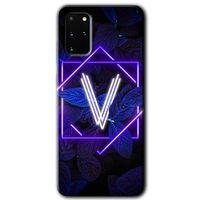 Potkal Hediye Fabrikası Samsung Galaxy S20 Plus Kılıf HD Desen Baskılı Arka Kapak - Dark Neon Yaprak V Harfi