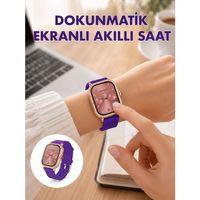 Pembe Mor Ve Metal Kordonlu Akıllı Saat Hediye Seti
