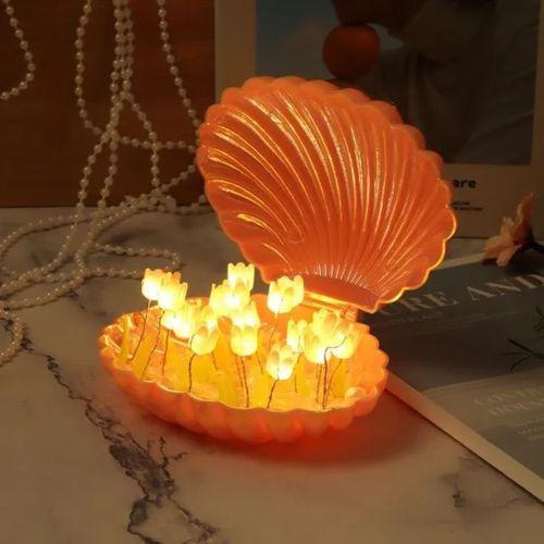 Led Işıklı Kendin Yap Deniz Kabuğu Tasarımlı Lale Lamba