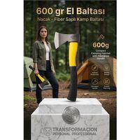 Fiber Saplı Kamp Baltası 600 gr, Profesyonel Nacak, Kırılmaz Saplı Odun Kesme ve Yarma Baltası 723199