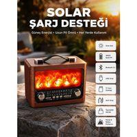 Taşınabilir Şömine Görünümlü Bluetooth Hoparlör – Solar , Alev Işıklı, 7w Ses