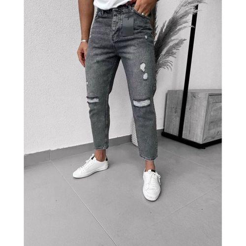 Erkek Füme Yırtık Detaylı Mom Jean