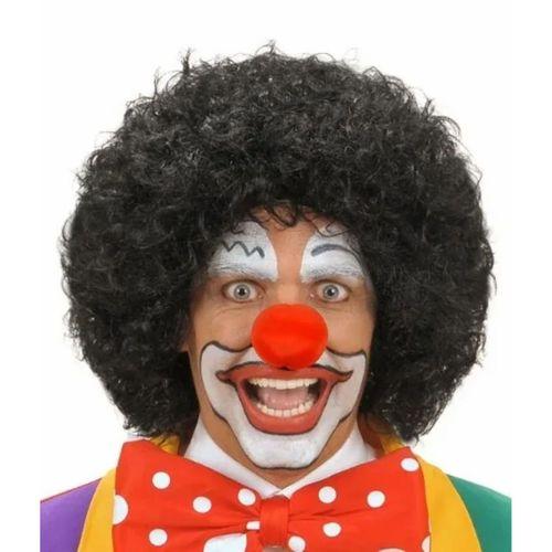 Siyah Kıvırcık Afro Peruk Ve Kırmızı Sünger Burun Seti