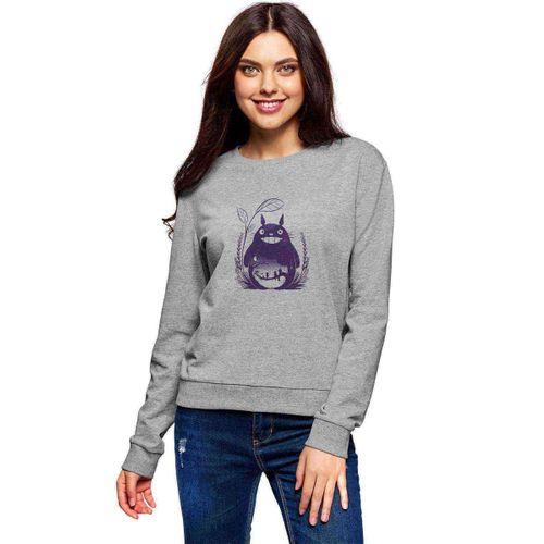My Neighbor Komşum Totoro Baskılı Gri Kadın Sweatshirt