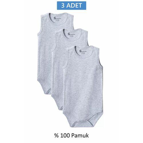 Gri Askılı Body Zıbın 2-7 YAŞ Çocuklar İçin (3 ADET) Alttan Çıtçıtlı Özel Gereksinimli
