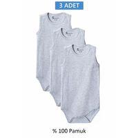 Gri Askılı Body Zıbın 2-7 YAŞ Çocuklar İçin (3 ADET) Alttan Çıtçıtlı Özel Gereksinimli