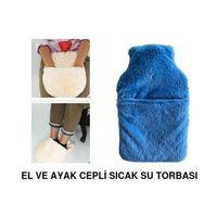 Sıcak Su Torbası Cepli Mavi Peluş Termofor 32,5X17,5Cm  1500 Ml