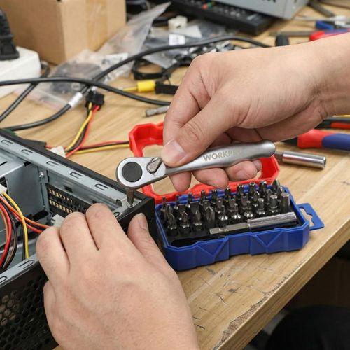 WORKPRO WP200534 32 Parça 1/4'’ Profesyonel Mini Cırcır Lokma Kollu Bits Vidalama Seti