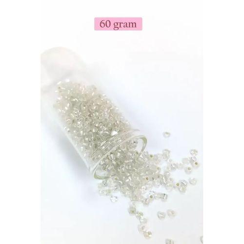 Dökme Cam Kum Boncuk (8/0) 3 mm - 60 Gram - Şeffaf Gümüş - BNC201